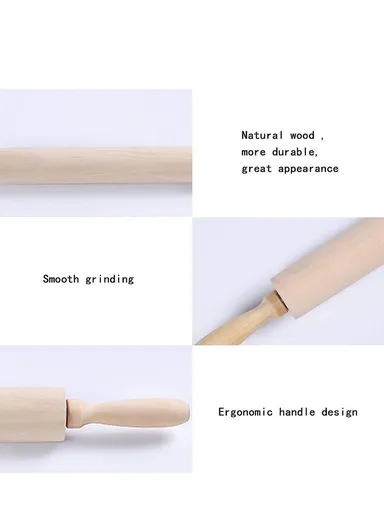 Wooden Gourmet Rolling Dough Pin With Easy Rolling Design Handles 43cm x 5cm