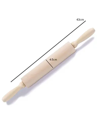 Wooden Gourmet Rolling Dough Pin With Easy Rolling Design Handles 43cm x 5cm