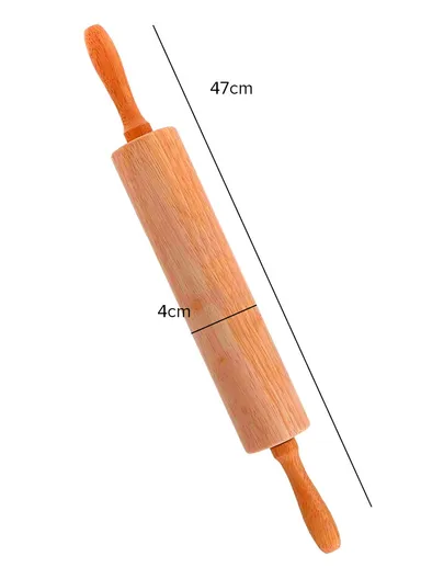 Wooden Gourmet Rolling Dough Pin With Easy Rolling Design Handles 45cm x 5cm