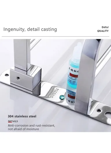 70cm Stainless Steel Bathroom Towel Rack Storage Holder Shelf - Silver