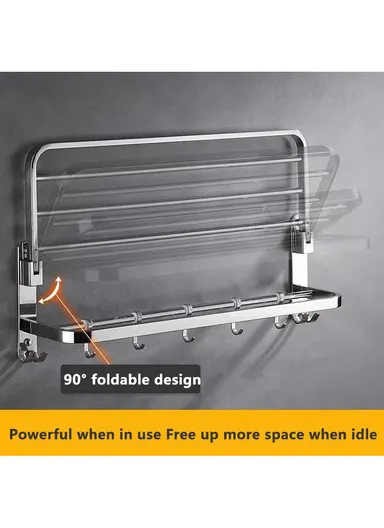 80cm Stainless Steel Bathroom Towel Rack Storage Holder Shelf - Silver