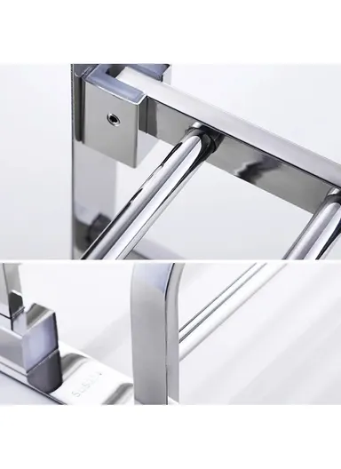 80cm Stainless Steel Bathroom Towel Rack Storage Holder Shelf - Silver