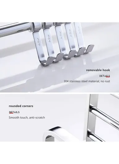 80cm Stainless Steel Bathroom Towel Rack Storage Holder Shelf - Silver