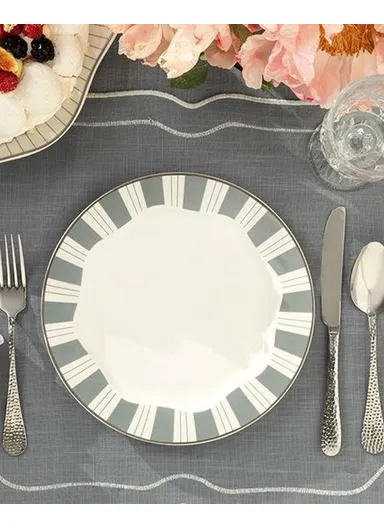 Arzu Sabanci Grace New Bone Pastry Plate 20 cm White - Grey