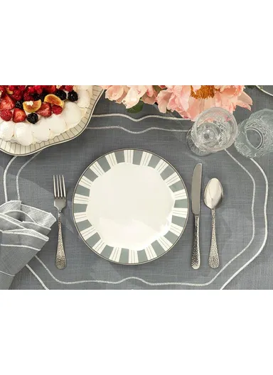 Arzu Sabanci Grace New Bone Pastry Plate 20 cm White - Grey