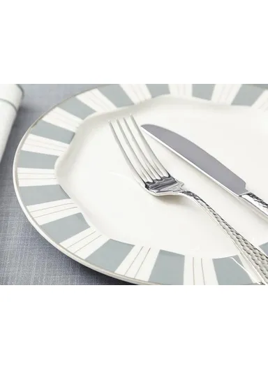 Arzu Sabanci Grace New Bone Pastry Plate 20 cm White - Grey