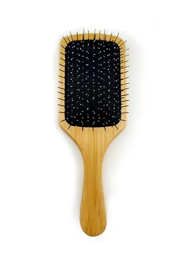 Bamboo Wood Brush With Wide Metal Bristles For Hair Care &amp; Styling (L25.5 x W8 x H3.5)cm