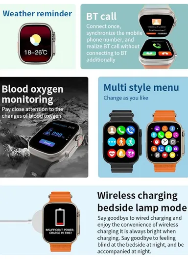 S8 Ultra Max 2.08" Waterproof Smart Watch With Wireless Charging