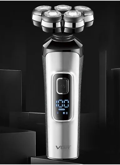 5D Rotary Waterproof Portable Electric Shaver For Men With LED Display V-385 (L16.5 x W7 x H4.5)cm