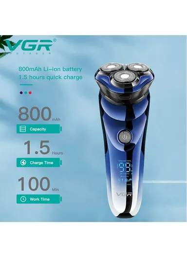 5W Washable Waterproof Electric Shaver Razor For Men With LED Display V-305 (L16 x W6 x H5)cm