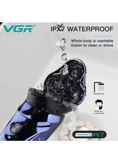 5W Washable Waterproof Electric Shaver Razor For Men With LED Display V-305 (L16 x W6 x H5)cm
