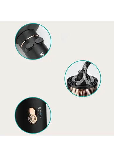 800W Professional Rotating Hot Air Styler Comb with 3 Air Flow Modes V-494 - Black