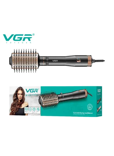 800W Professional Rotating Hot Air Styler Comb with 3 Air Flow Modes V-494 - Black