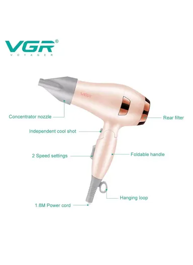 1000W Foldable Portable Unisex Hair Dryer With 3-Speed Switch V-432 (L13 x W6 x H20)cm - Green