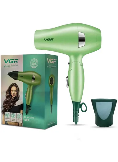 1000W Foldable Portable Unisex Hair Dryer With 3-Speed Switch V-432 (L13 x W6 x H20)cm - Green