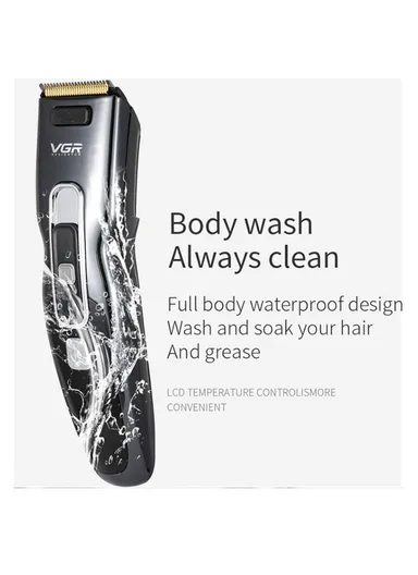 6W 700mAh Full Washable IPX7 Rechargeable Hair Clipper With LED Display &amp; Adjustable Guide Comb V-040