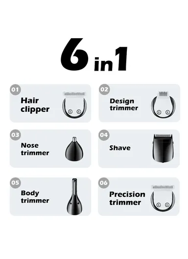 1200mAh 6-in1 Professional Rechargeable Grooming Kit For Men With LED Display V-106