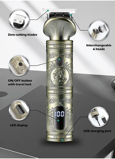 1200mAh 6-in1 Professional Rechargeable Grooming Kit For Men With LED Display V-106