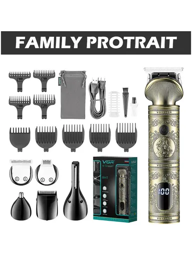1200mAh 6-in1 Professional Rechargeable Grooming Kit For Men With LED Display V-106