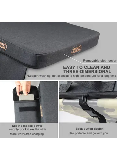 Outdoor Heated Seat Cushion 3 Mode Adjustable USB-Powered Heating Seat Pads for Camping (L38 x W33 x H5) cm