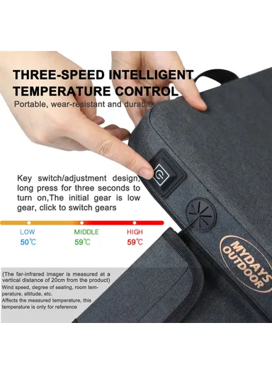 Outdoor Heated Seat Cushion 3 Mode Adjustable USB-Powered Heating Seat Pads for Camping (L38 x W33 x H5) cm