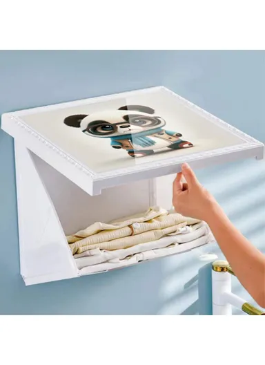 Bathroom Wall-Mounted Folding Cloth Container Picture (L40 x W38)cm - Good Luck