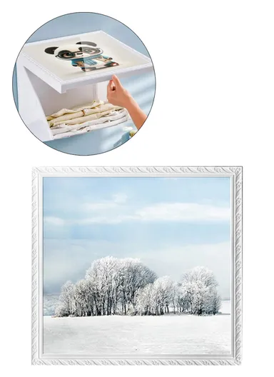 Bathroom Wall-Mounted Folding Cloth Container Picture (L40 x W38)cm - Snow Forest