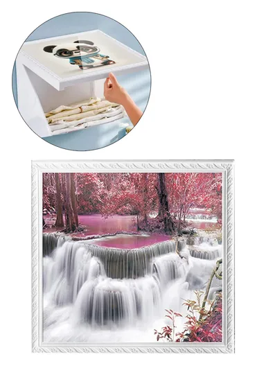 Bathroom Wall-Mounted Folding Cloth Container Picture (L40 x W38)cm - Water Falls