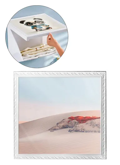 Bathroom Wall-Mounted Folding Cloth Container Picture (L40 x W38)cm - Desert