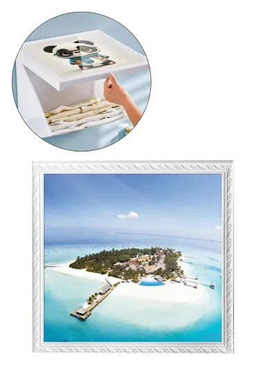 Bathroom Wall-Mounted Folding Cloth Container Picture (L40 x W38)cm - Wide Sea &amp; Sky