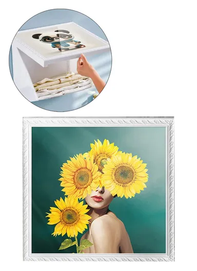 Bathroom Wall-Mounted Folding Cloth Container Picture (L40 x W38)cm - Sunflower 