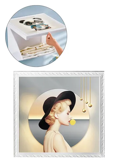 Bathroom Wall-Mounted Folding Cloth Container Picture (L40 x W38)cm - Modern Girl