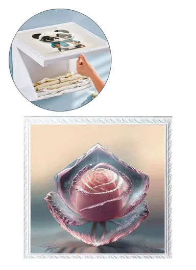 Picture Frame Dual-Layer Waterproof Wall-Mounted Folding Cloth Container For Bathroom - Cryst (L40 x W38)cm