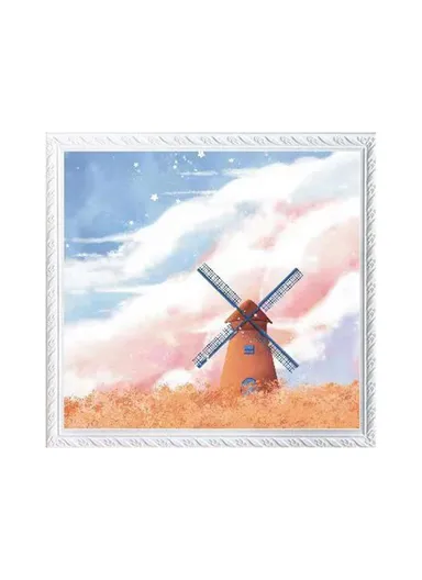 Picture Frame Dual-Layer Waterproof Wall-Mounted Folding Cloth Container For Bathroom - Windmill (L40 x W38)cm