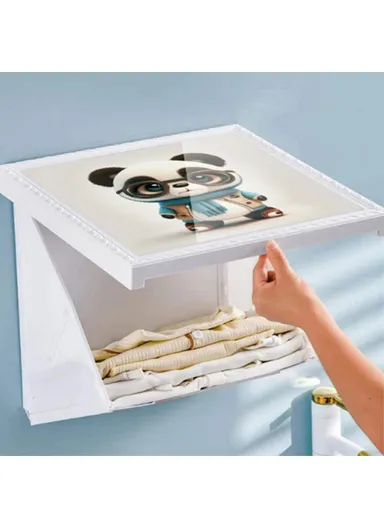 Picture Frame Dual-Layer Waterproof Wall-Mounted Folding Cloth Container For Bathroom - Windmill (L40 x W38)cm