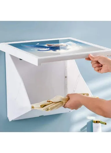 Picture Frame Dual-Layer Waterproof Wall-Mounted Folding Cloth Container For Bathroom - Fantasy Castle (L40 x W38)cm