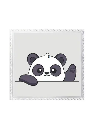 Picture Frame Dual-Layer Waterproof Wall-Mounted Folding Cloth Container For Bathroom - Cartoon Panda (L40 x W38)cm