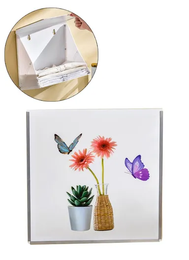 Folding Cloth Storage Box Wall-Mounted Picture Frame Organizer (L35.5 x W35.5) cm - Butterfly