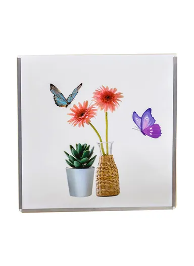 Folding Cloth Storage Box Wall-Mounted Picture Frame Organizer (L35.5 x W35.5) cm - Butterfly