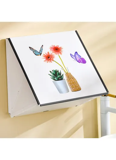 Folding Cloth Storage Box Wall-Mounted Picture Frame Organizer (L35.5 x W35.5) cm - Flower 