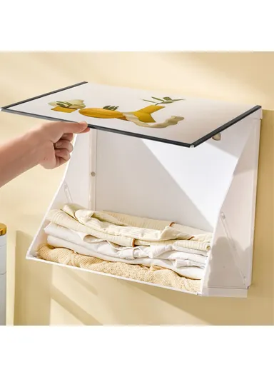 Folding Cloth Storage Box Wall-Mounted Picture Frame Organizer (L35.5 x W35.5) cm - Flower 