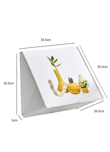 Folding Cloth Storage Box Wall-Mounted Picture Frame Organizer (L35.5 x W35.5) cm - Flower 