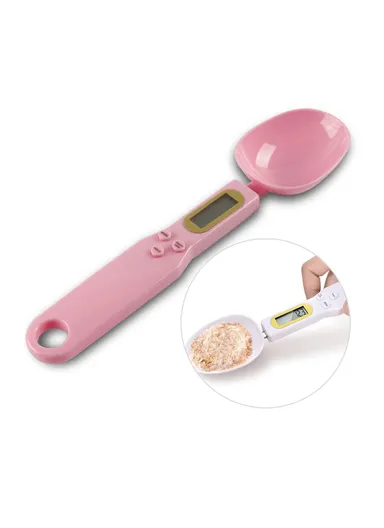 Portable Kitchen Measuring Spoon Food Scale Multi-Function Electronic Digital Spoon Scale With LCD Display (No Battery, Without FDA, BPA-free) - Pink (L23.3 x W5.7)cm