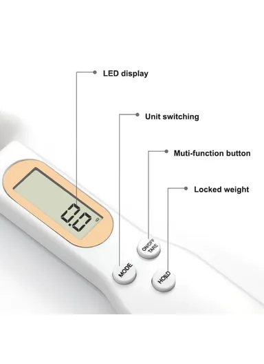 Portable Kitchen Measuring Spoon Food Scale Multi-Function Electronic Digital Spoon Scale With LCD Display (No Battery, Without FDA, BPA-free) - Pink (L23.3 x W5.7)cm