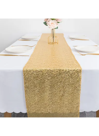 160x30cm Sequined Table Runner Cloth For Home Banquet Lawn Wedding Decoration Birthday Party - Silver