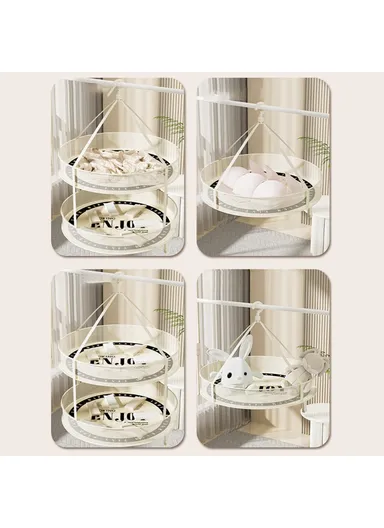 60CM Round Dual-Layer Mesh Drying Clothes Holder Hanging Drying Rack Basket (80g High-Density Mesh Cloth)