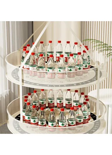 Dual-Layer 40CM Round Hanging Drying Rack Net Pocket Mesh Drying Basket (D40 x H12)cm