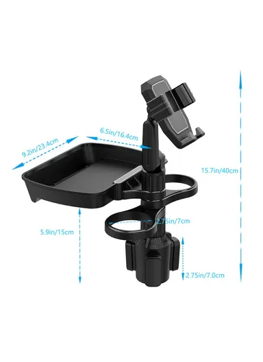 Multifunctional Car Cup Holder Phone Mount Stand with Snacks Food Tray Table B06 (L16.4 x W23.4)cm - Green