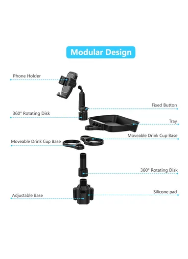 Multifunctional Car Cup Holder Phone Mount Stand with Snacks Food Tray Table B06 (L16.4 x W23.4)cm - Green