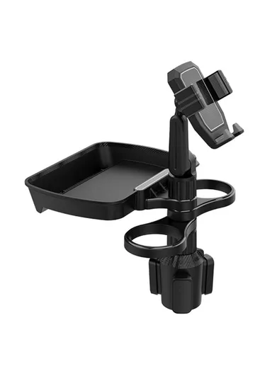 Multifunctional Car Cup Holder Phone Mount Stand with Snacks Food Tray Table B06 (L16.4 x W23.4)cm - Green